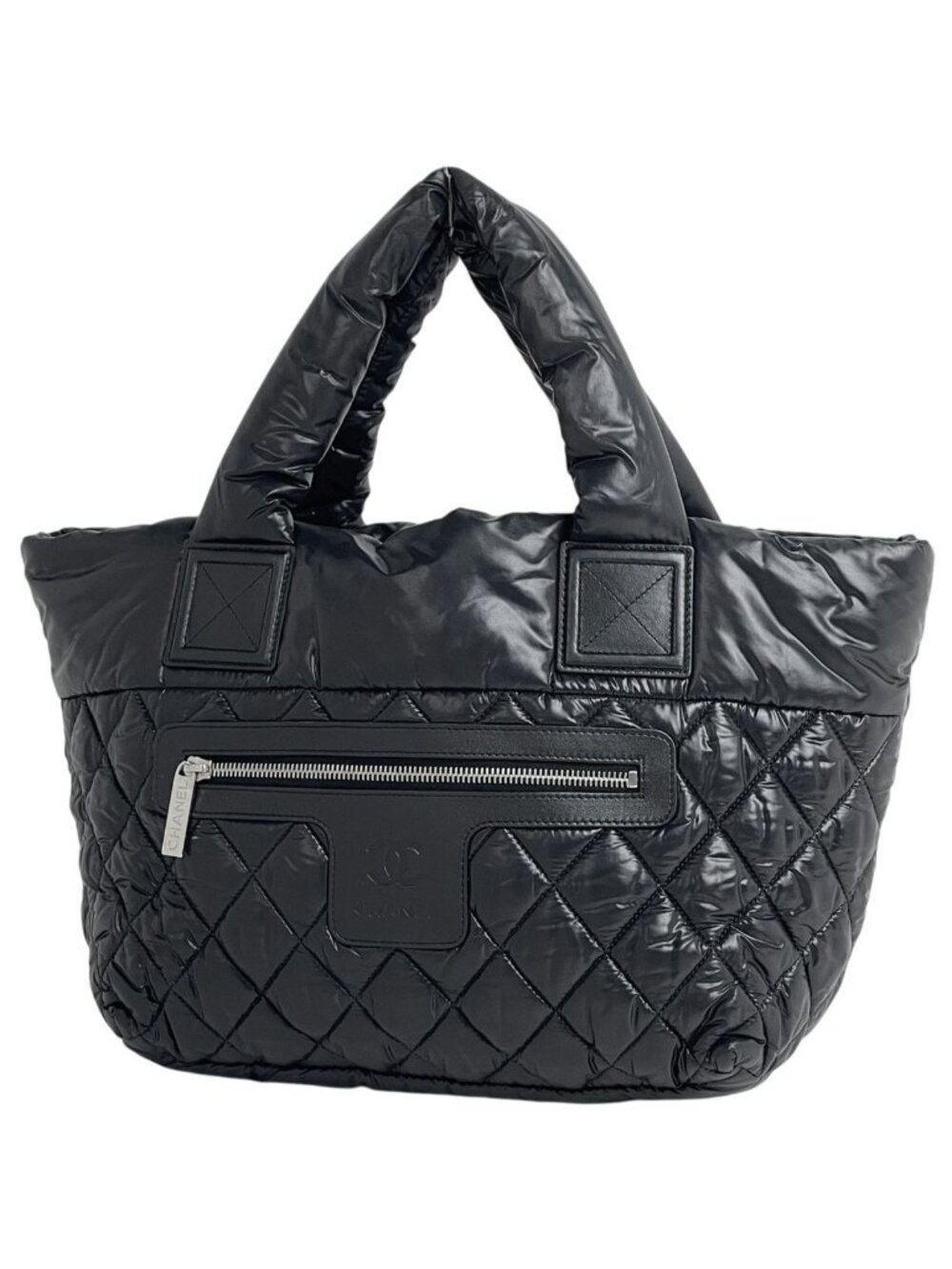 Chanel Coco Small Tote CC Logo Handbag Nylon Black